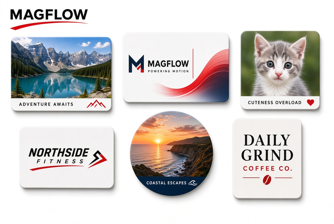 Custom Fridge Magnets, custom printed by Magflow in Rancho Cucamonga