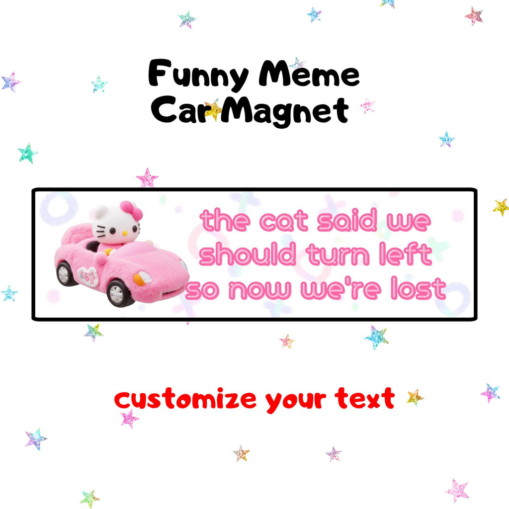 the cat said we should turn left so now we're lost | Funny Meme Car Magnet, Customized Car Magnet, Cat & Dog Meme Designs, Bumper Magnet