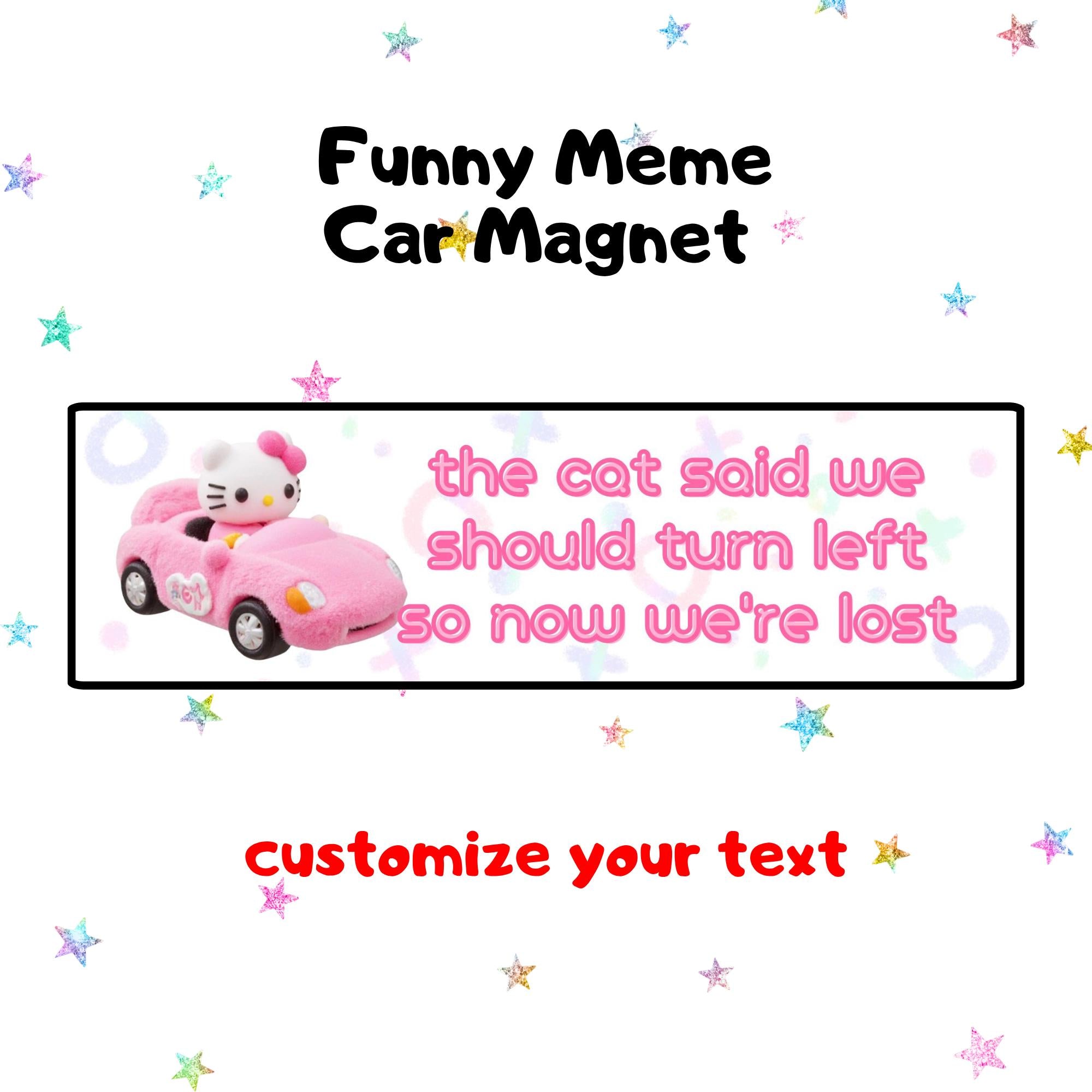 the cat said we should turn left so now we're lost | Funny Meme Car Magnet, Customized Car Magnet, Cat & Dog Meme Designs, Bumper Magnet