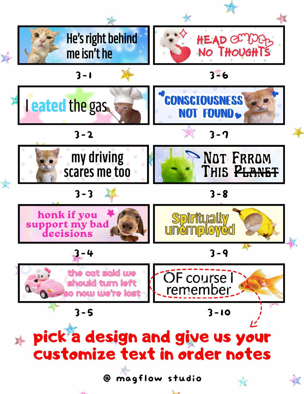 Funny Car Magnet, Meme Vehicle Magnet, Custom Text Available, Funny Cat & Dog Meme Designs, Personalized Car Accessory