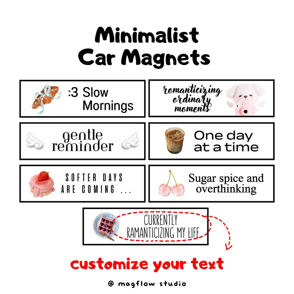 Minimalist Car Magnet, Soft Life Decor, Gentle Reminder, Positive Affirmation, Custom Text Available