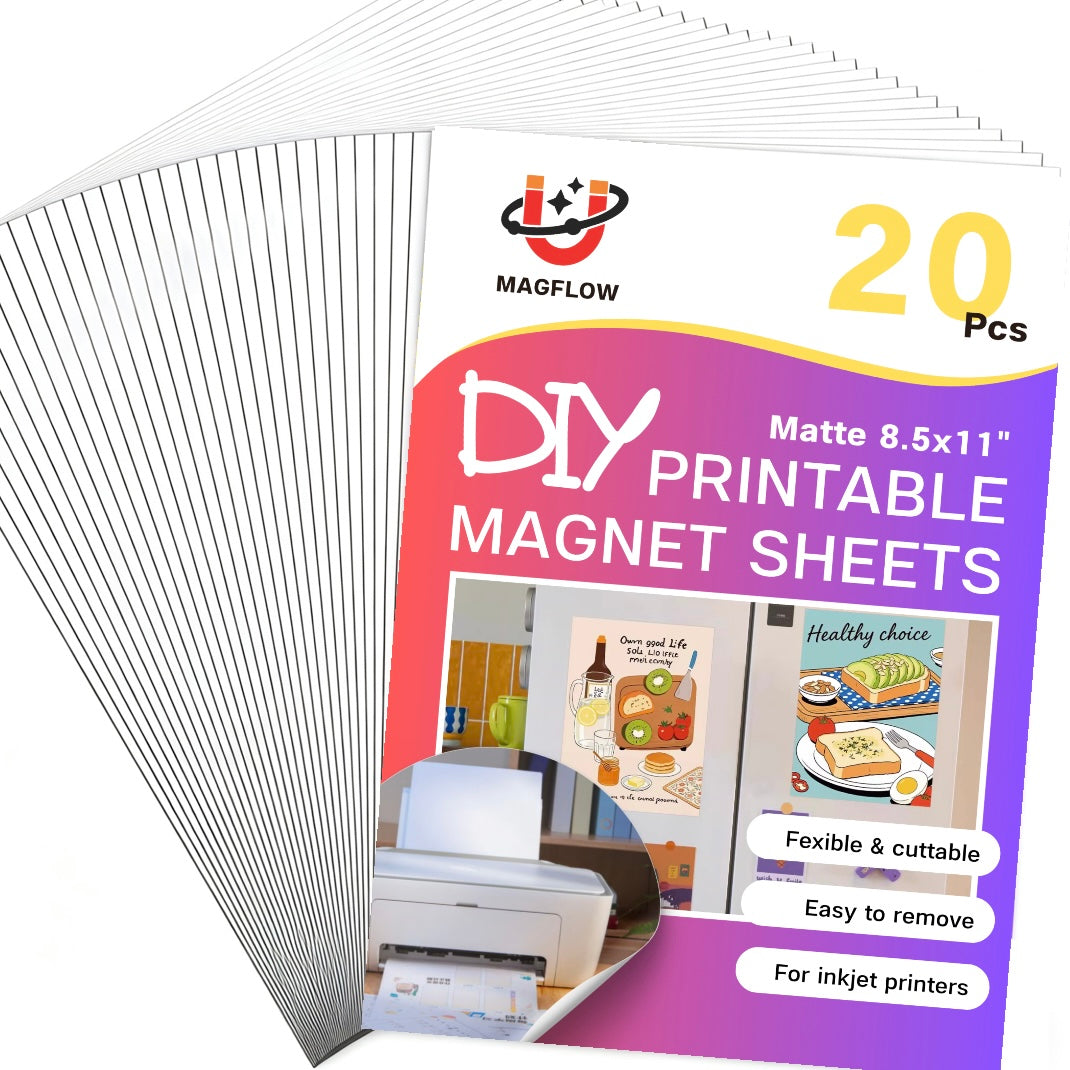 20 Pcs Matte White Printable Magnet Sheets