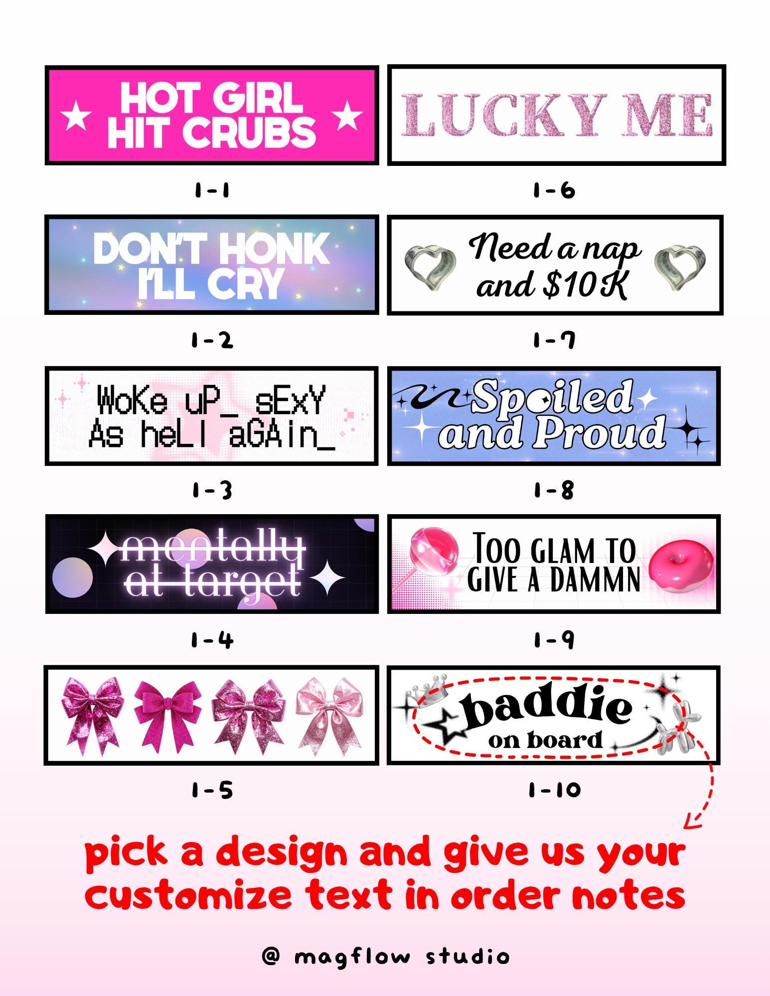 Pink Car Magnet, Coquette Vehicle Magnet, Y2K Car Accessory, Girly Bumper Magnet, Custom Text Available