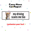 my driving scares me too | Funny Meme Car Magnet, Customized Car Magnet, Cat & Dog Meme Designs, Custom Bumper Magnet